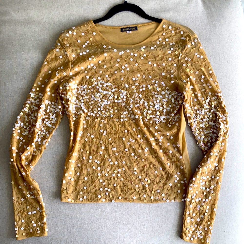 Sequined embroidered top